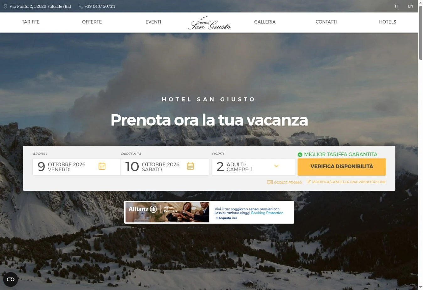 Hotel San Giusto Falcade — progetto digitale